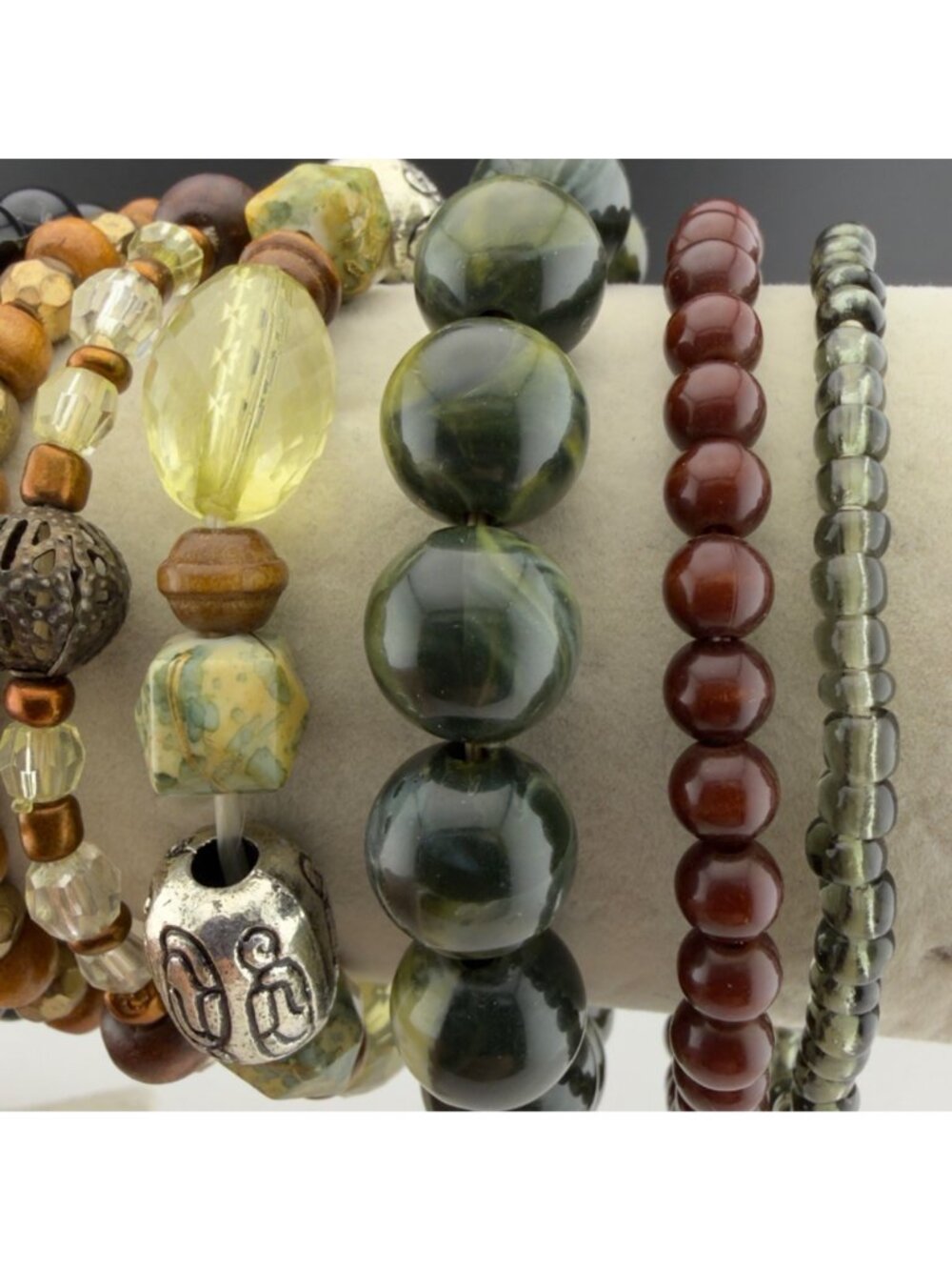Boho Bracelet Lot Silver Tone Cuff Rhinestone Stretch Mixed Metals Stackable - Picture 10 of 16